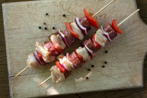 brochette chorizo pizza